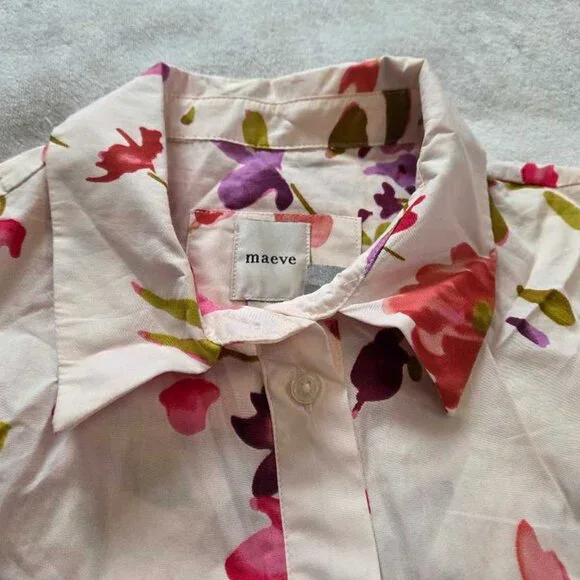 New MP Maeve x Anthropologie The Bettina tiered shirt dress in Cream Floral - Picture 5 of 11